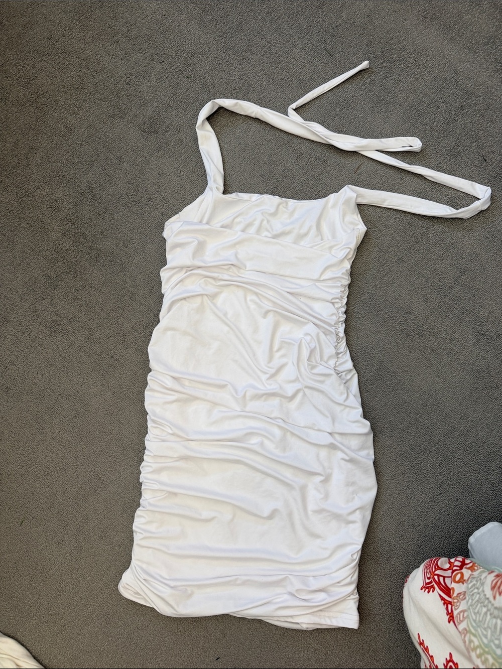 White Ruched Bodycon Mini Dress - Sleek Party Dress - Picture 9 of 13